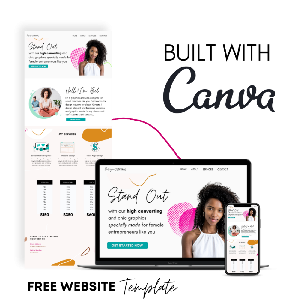 Free Canva Website Template Her Online Brand